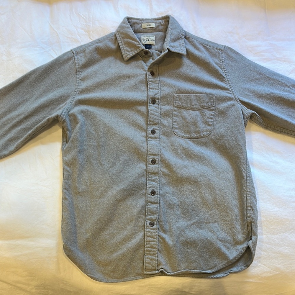 J Crew Men's Gray Flannel Button-Up Shirt